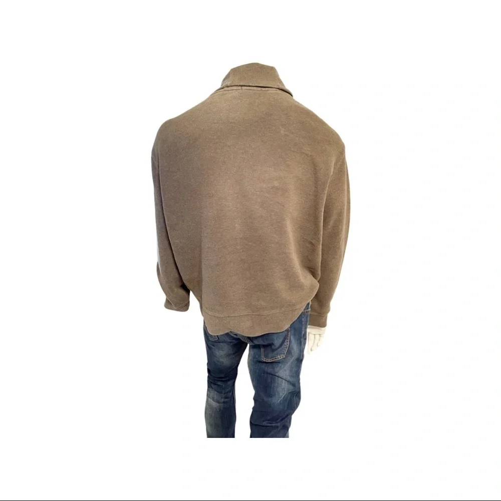 Ralph Lauren Polo Men olive Shawl two button neck sweater. Ribbed -Size XL